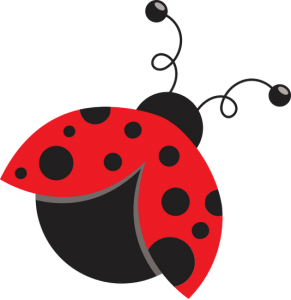 cartoon image of a ladybug in flight