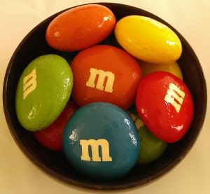 painted rock candy M&M's