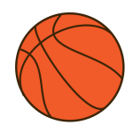 individual image of orange cartoon style basketball