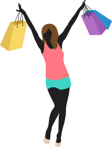 lady holding up shopping bags