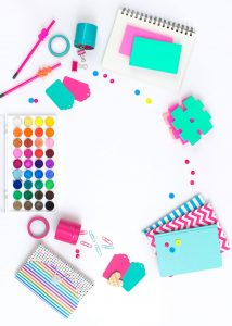 colorful paints and craft supplies